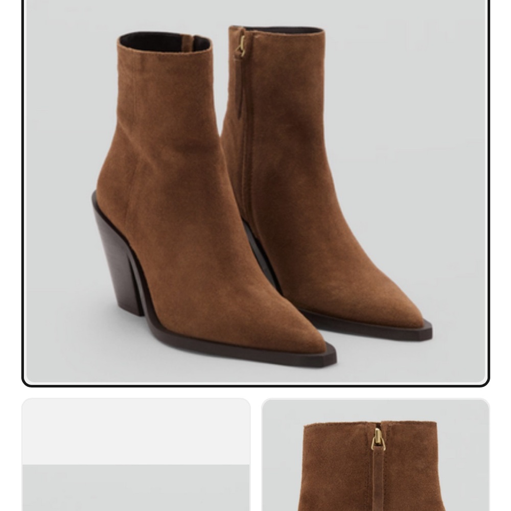 Mango brown Suede block Heeled Boots - Picture 2 of 8
